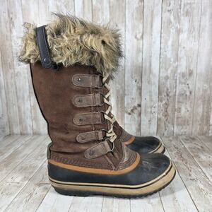 Sorel Women's Brown‎ Suede Fur Trimmed Winter Snow Boots Size 7